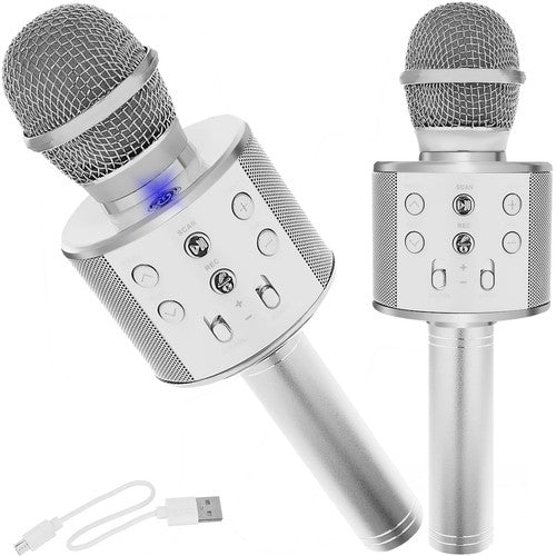 Karaoke Mikrofon Med Højttaler Sølv Sjov For Hele Familien - Izoxis  - 5904463314580