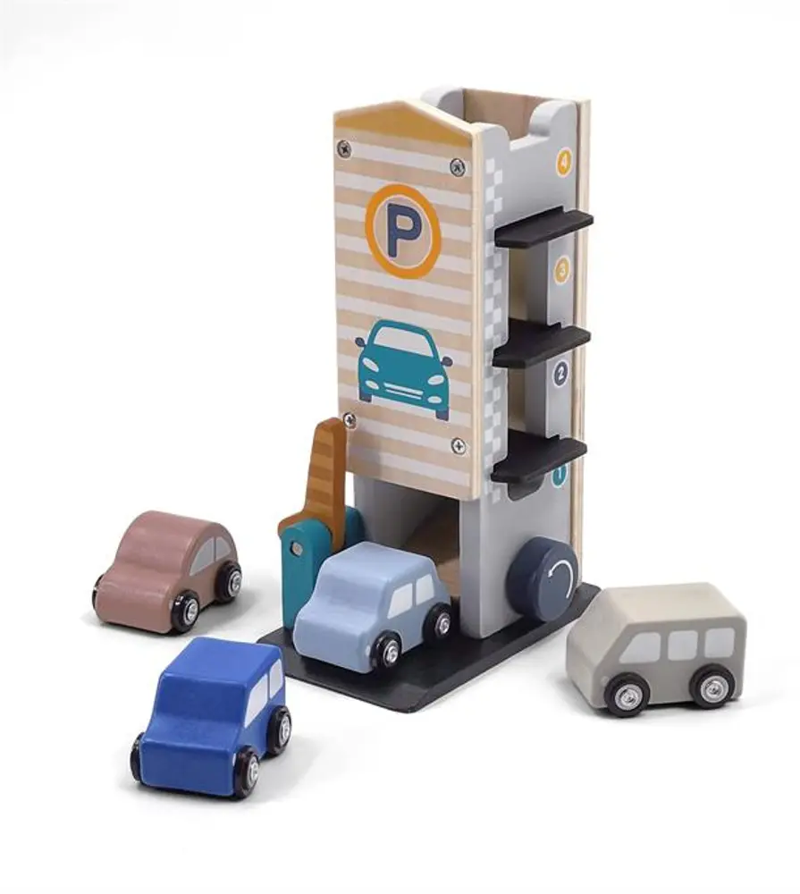 Parkeringshus Med Biler Træ - Magni  - 5707594335512