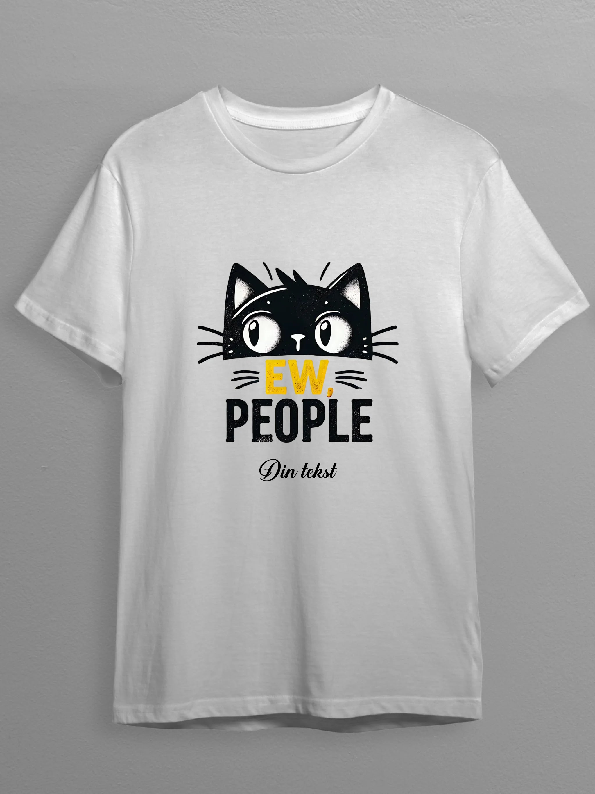Hvid Shirt Med Sjove Katte Shirt Print Front White - 123unik