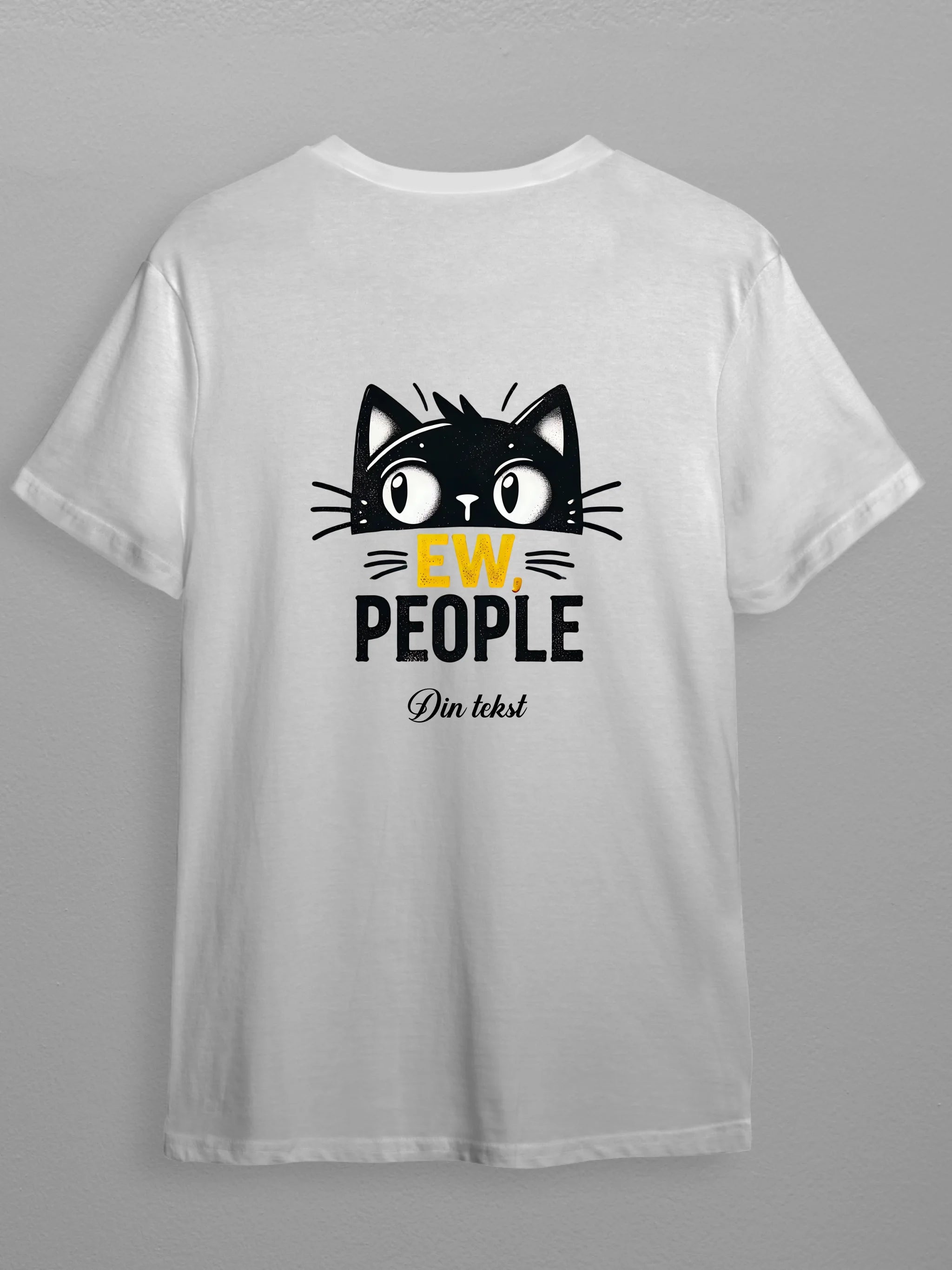 Hvid Shirt Med Sjove Katte Shirt Print Ryg White - 123unik