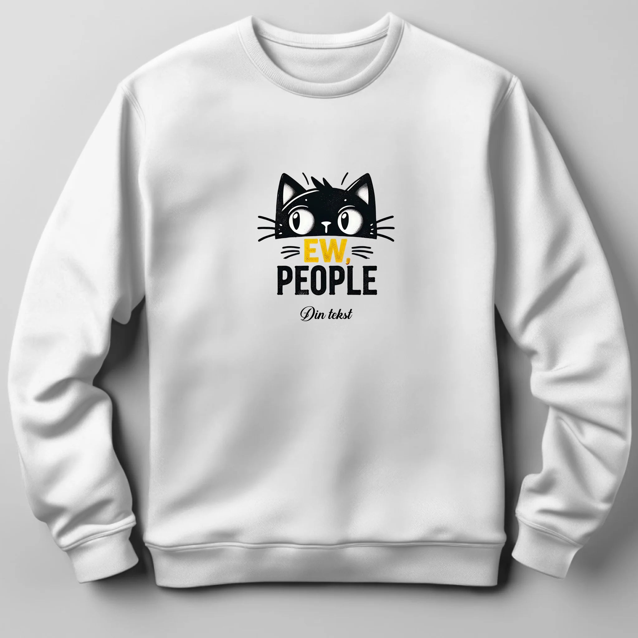 Hvid Sweatee Shirt Sjove Katte Sweatee Shirt Print Front White - 123unik