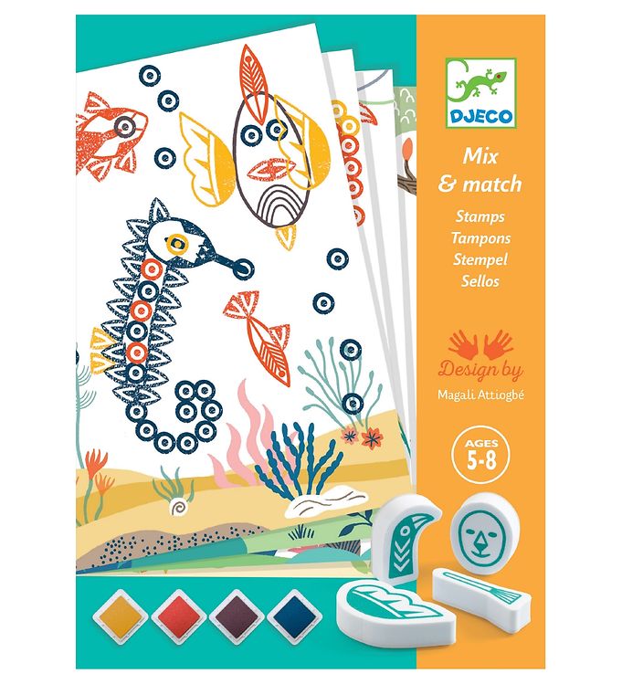 Multifarvet Djeco Stempelsæt Mix & Match Sjove Dyr - Djeco  - 3070900087422