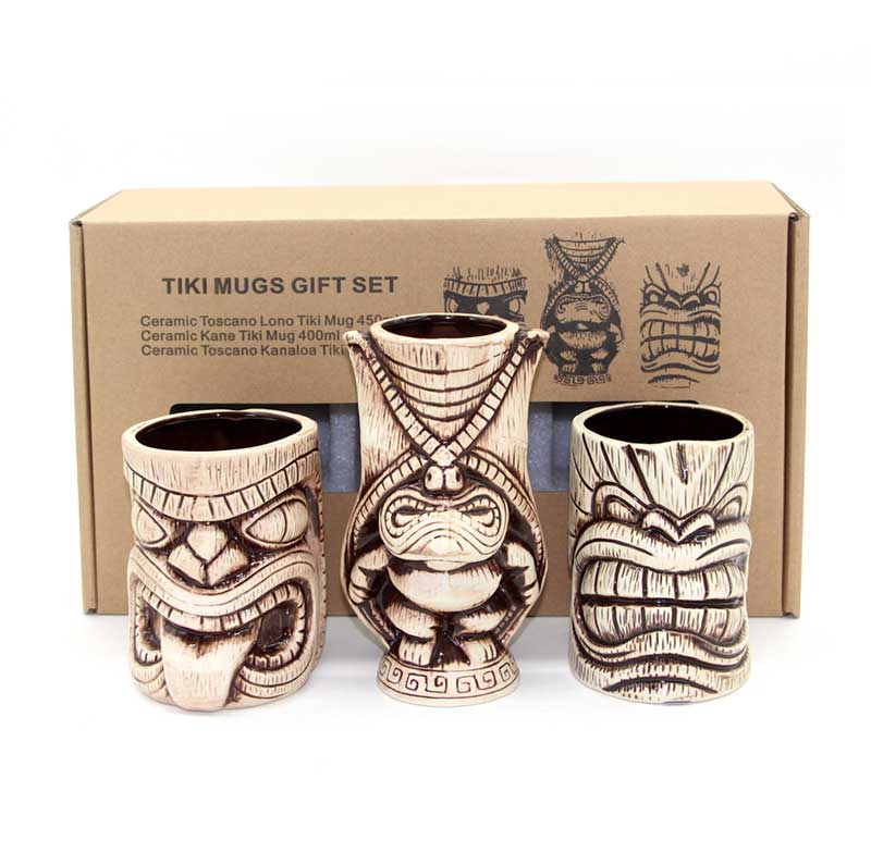 Tiki Gaveæske Med Sjove Mugs -