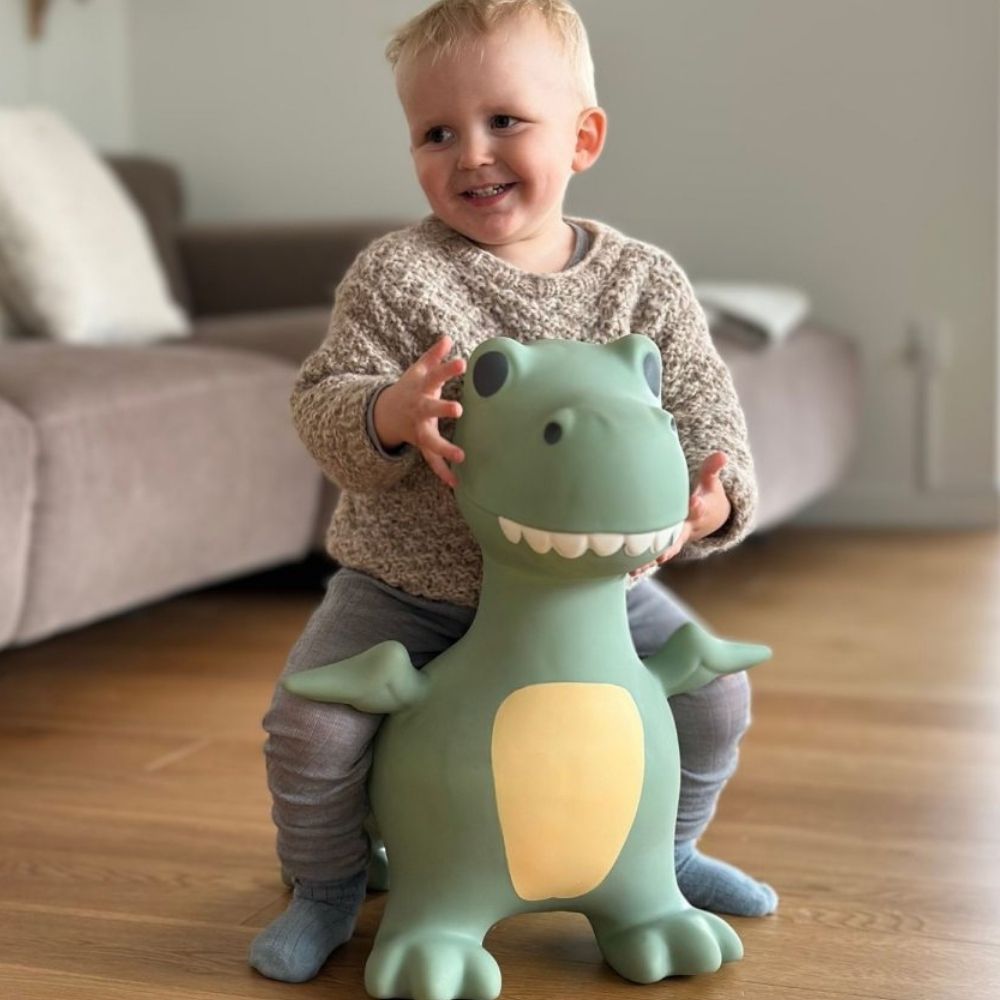Grøn Dino Hoppedyr – Sjov og Aktiv Leg til Børn!